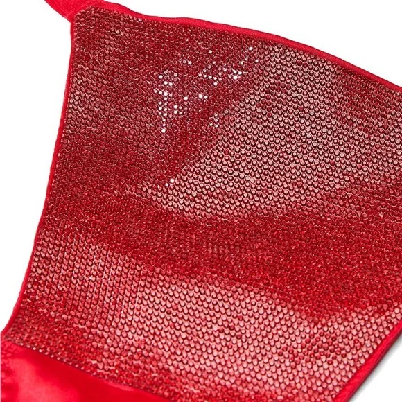 Victoria’s Secret Medium DD Lipstick Red Very Sexy Shine Triangle Bralette